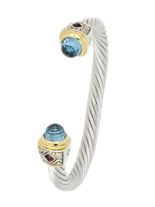 Nouveau Collection - Large Wire Cuff with Accent Stone