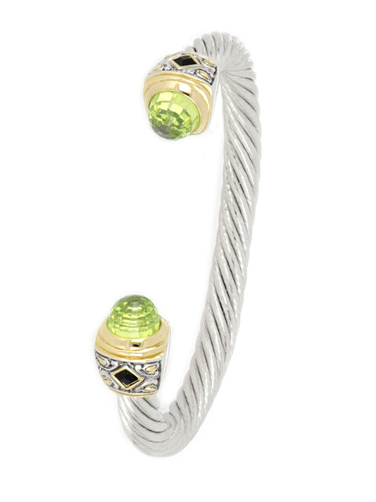Nouveau Collection - Large Wire Cuff with Accent Stone