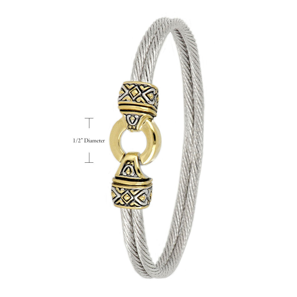 Antiqua Gold Circle Double Wire Bracelet