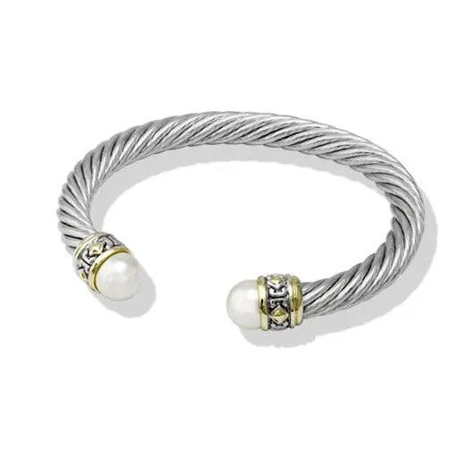 Ocean Images Collection Large Pearl Wire Cuff Bracelet - John Medeiros Jewelry Collections