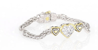 Heart Collection - Three Heart Pavé Center Bracelet