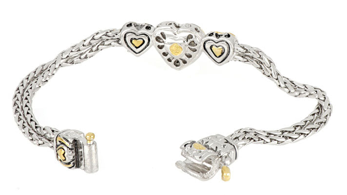Heart Collection Three Heart Pavé Center Bracelet open clasp