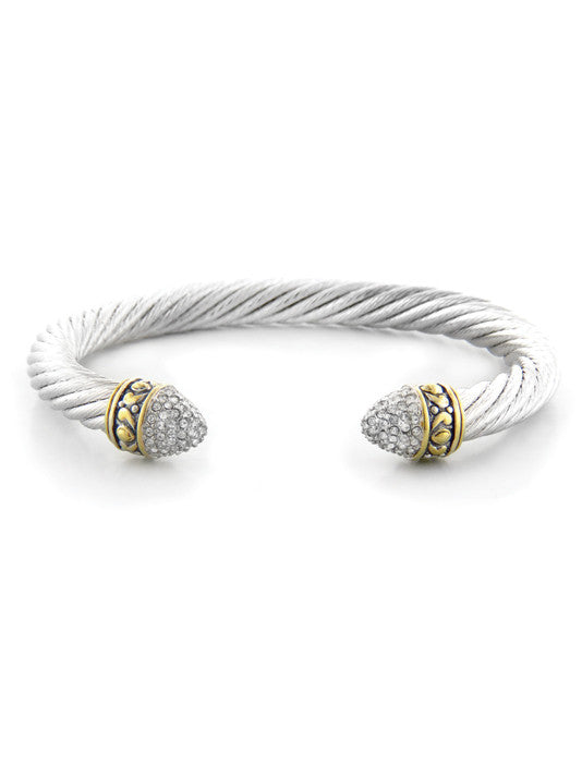 Briolette Pavé Large Wire Cuff Bracelet