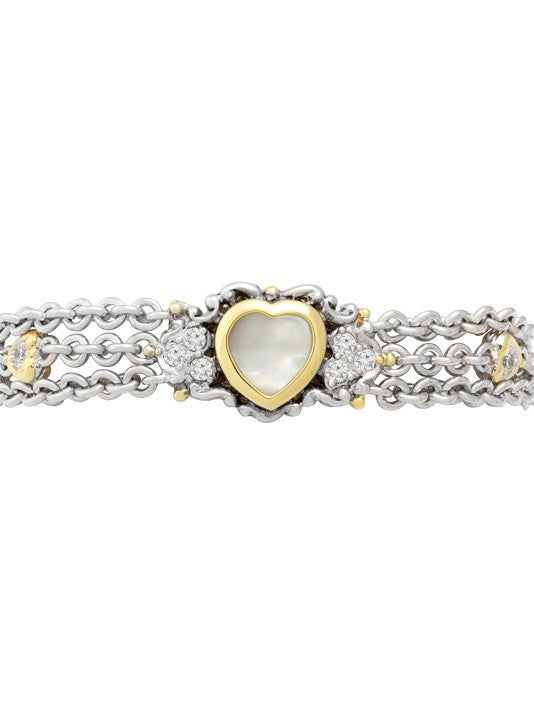 Heart Collection Mother of Pearl Triple Chain Bracelet