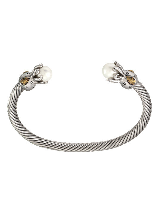 Ocean Images Aqua Viva Seaside Collection Octopus Thin Wire Pearl Cuff - John Medeiros Jewelry Collections