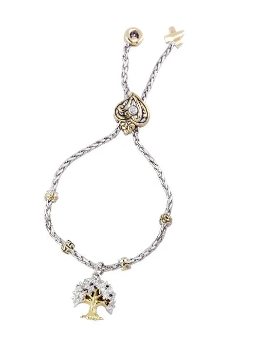 CZ Tree of Life Adjustable Bracelet