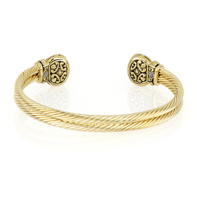 Anvil Gold & Pavé Cuff Bracelet