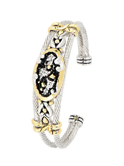 Carvão Lava Double Wire Oval Cuff Bracelet