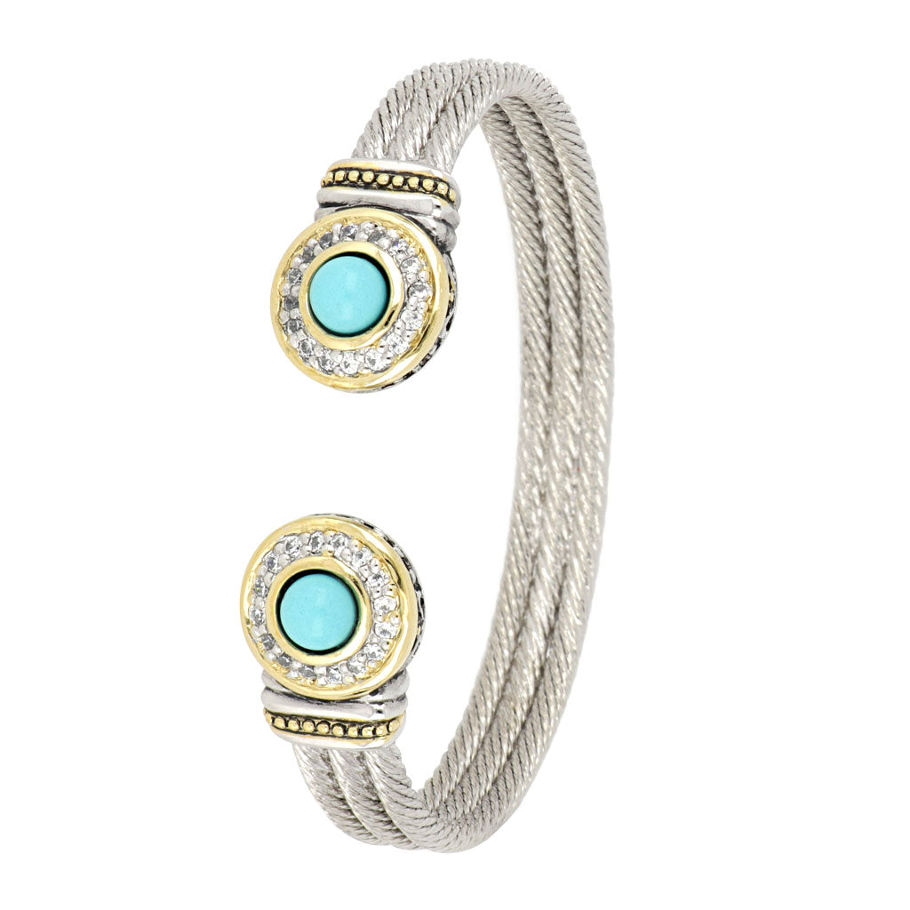 Pérola Pavé & Turquoise Cuff Bracelet