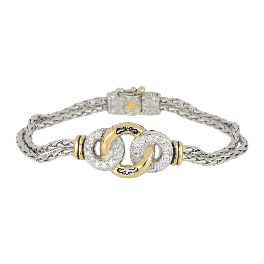 Ciclo D'Amor Pavé & Gold Double Strand Bracelet