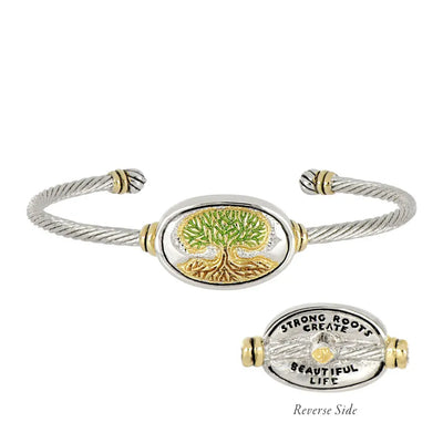 Celebration Memories Painted Tree of Life Wire Cuff Bracelet
