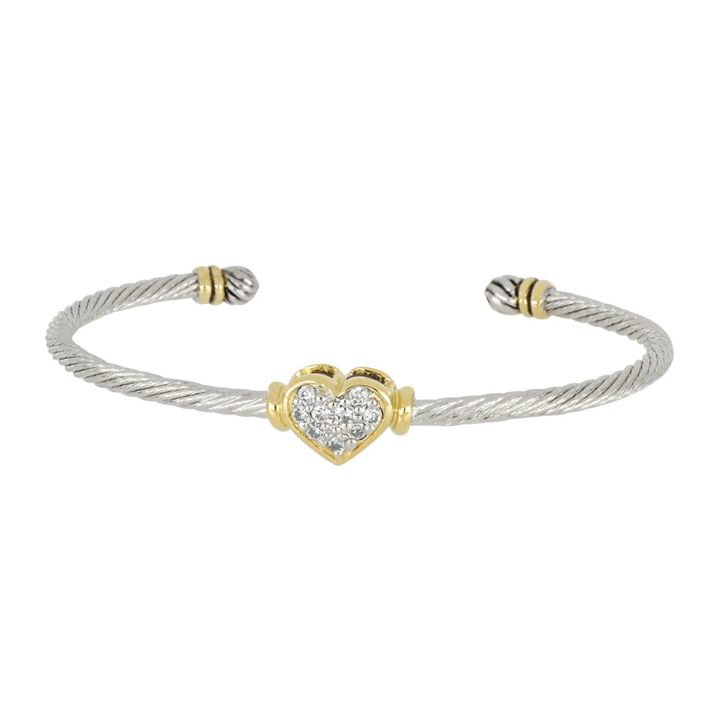 Celebration Petite Pavé Heart Wire Cuff Bracelet