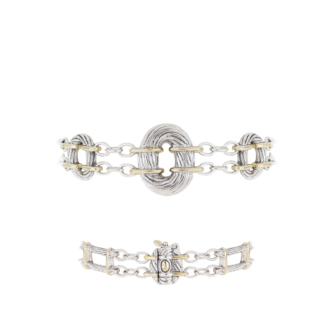 Cordão Collection - Large Oval Link 3 Station Two-Tone Bracelet