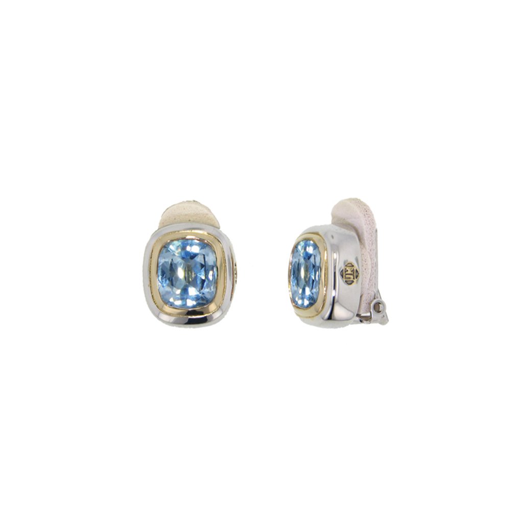 Nouveau Aqua CZ Clip Earrings