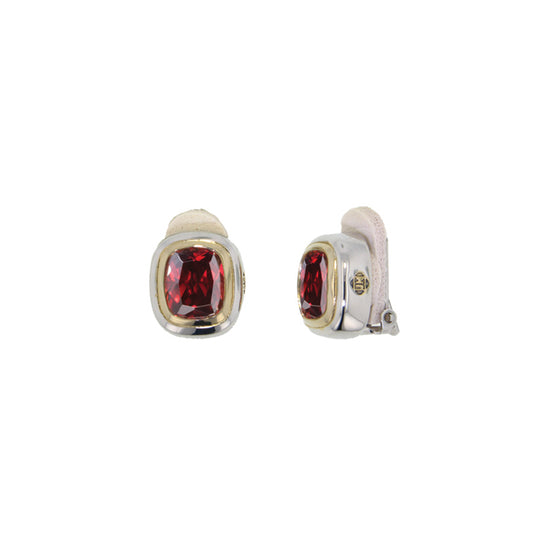 Nouveau Garnet CZ Clip Earrings
