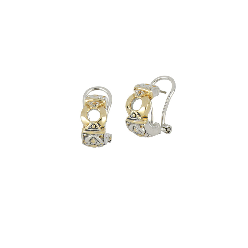 Antiqua Gold Circle Post Clip Earrings
