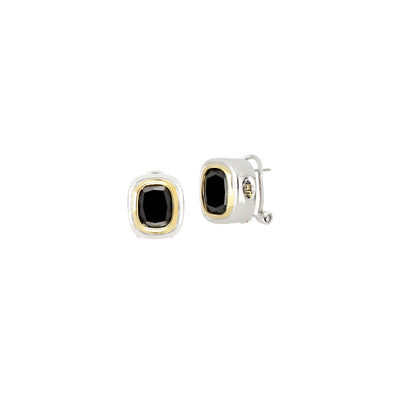 Nouveau Black CZ Small Post with Clip Earrings