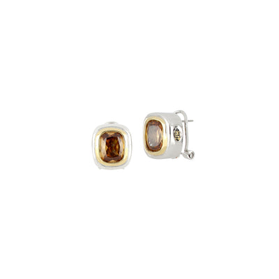 Nouveau Champagne CZ Small Post with Clip Earrings