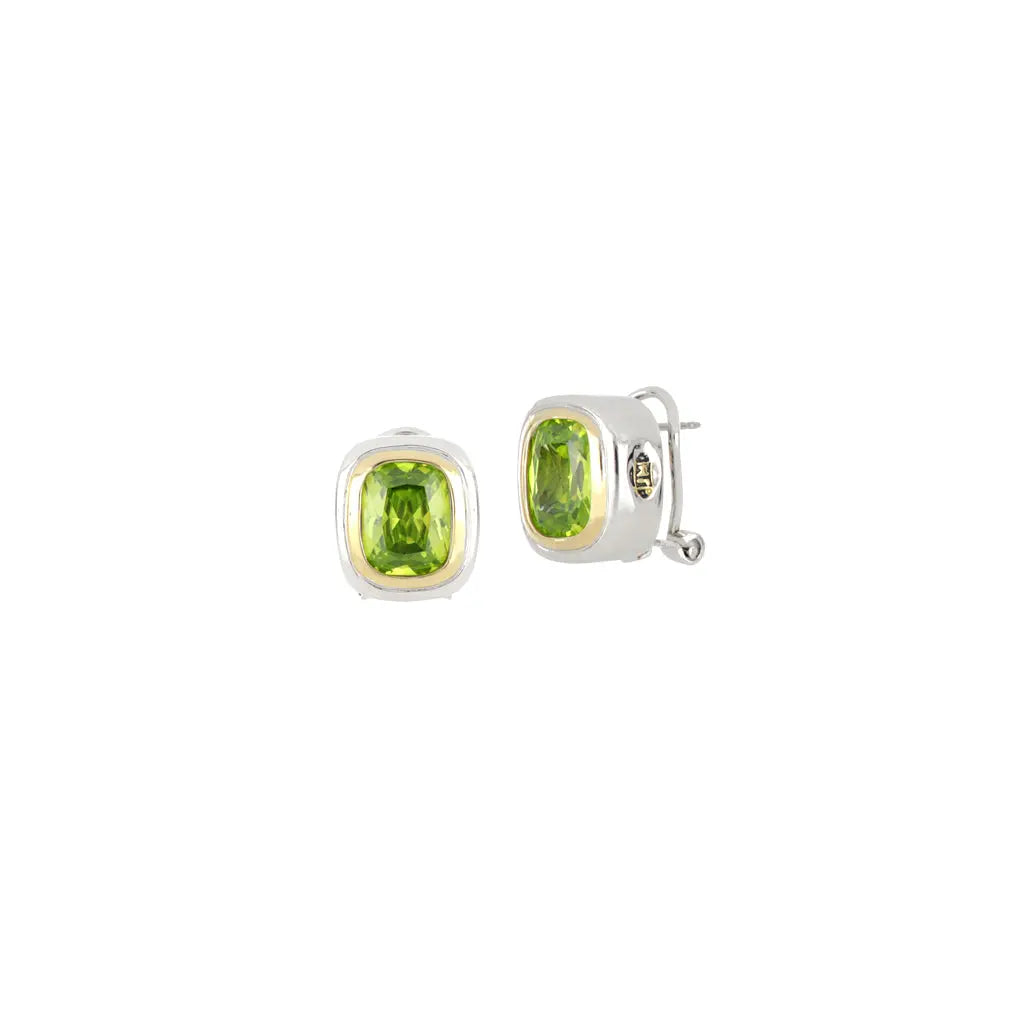 Nouveau Peridot CZ Small Post with Clip Earrings