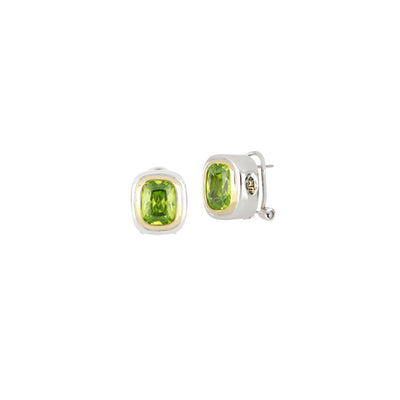 Nouveau Peridot CZ Small Post with Clip Earrings