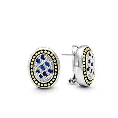 *Retired* September Birthstone Oval Pave Post Clip Earrings