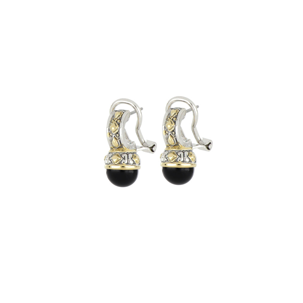 Ocean Images Collection 10mm Black Onyx Omega Clip Earrings
