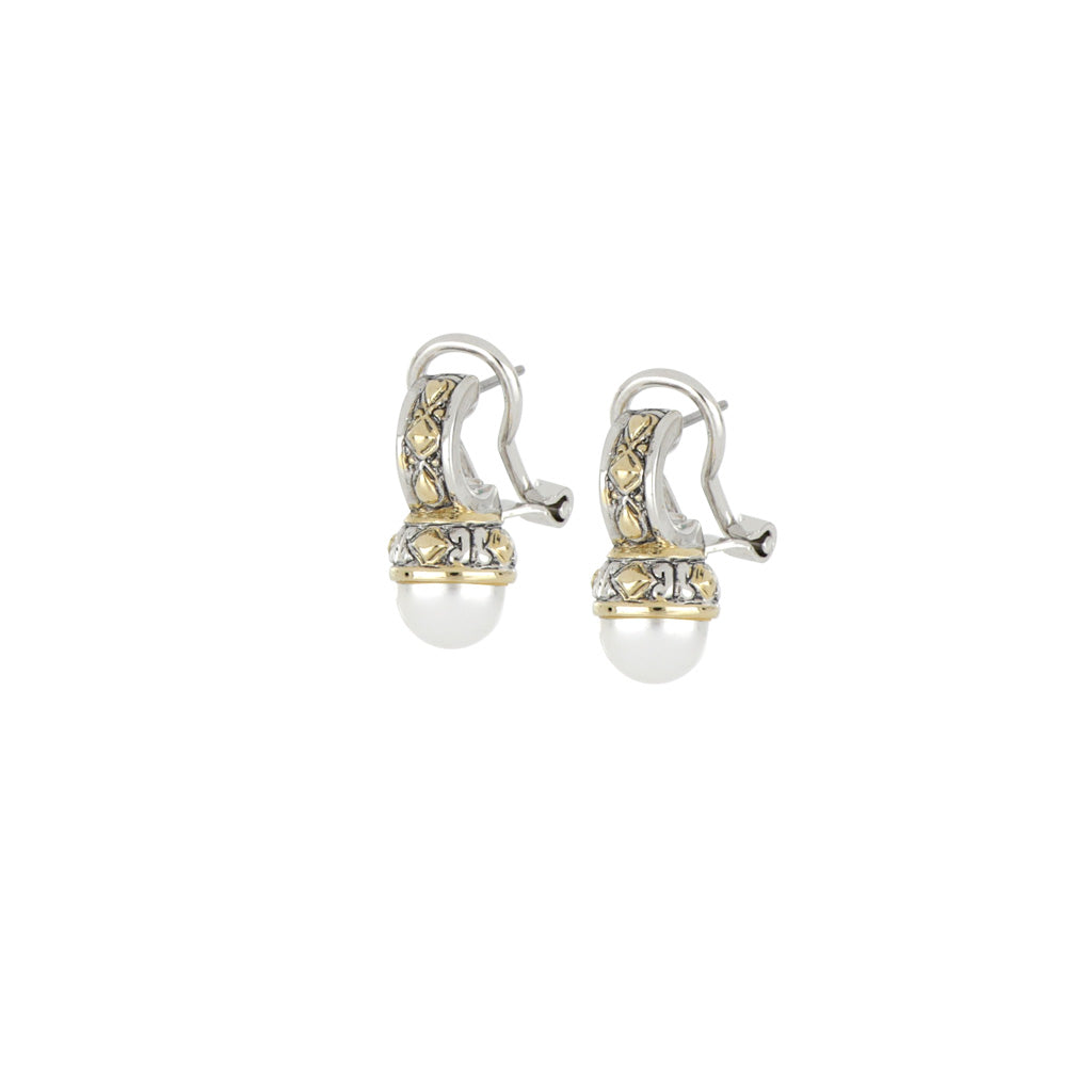 Ocean Images Collection 10mm White Pearl Omega Clip Earrings