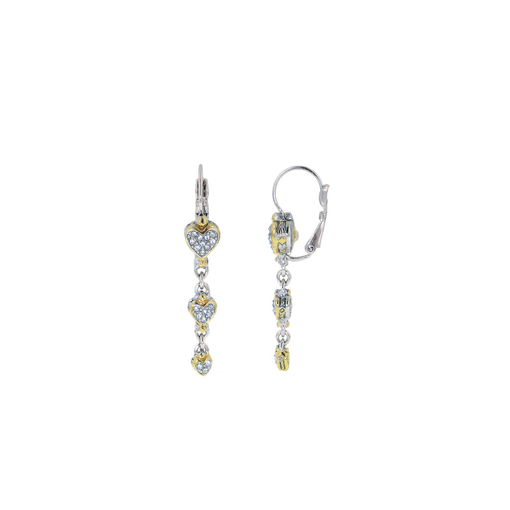 Heart Collection Pavé Three Heart French Wire Earrings