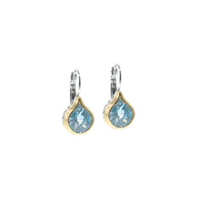 Oval Link Collection Aqua CZ French Wire Earrings