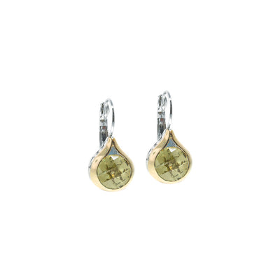 Oval Link Collection Peridot CZ French Wire Earrings