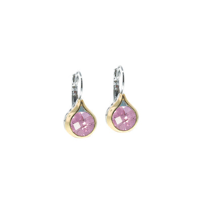 Oval Link Collection Pink CZ French Wire Earrings