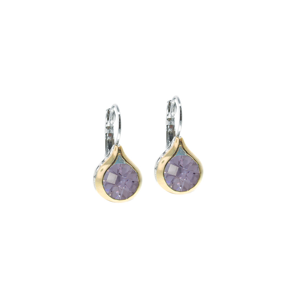 Oval Link Collection Lavender CZ French Wire Earrings