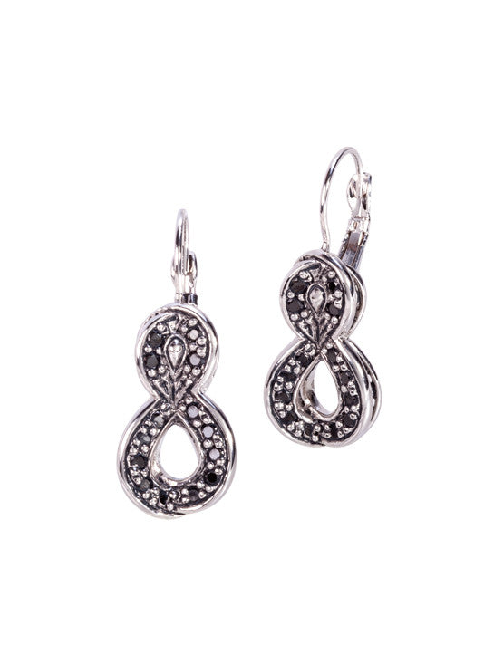 *Retired* Infinity Collection Black with Pavé French Wire Earrings