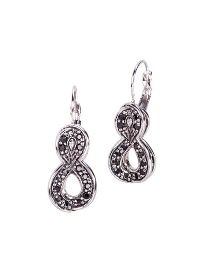 *Retired* Infinity Collection Black with Pavé French Wire Earrings