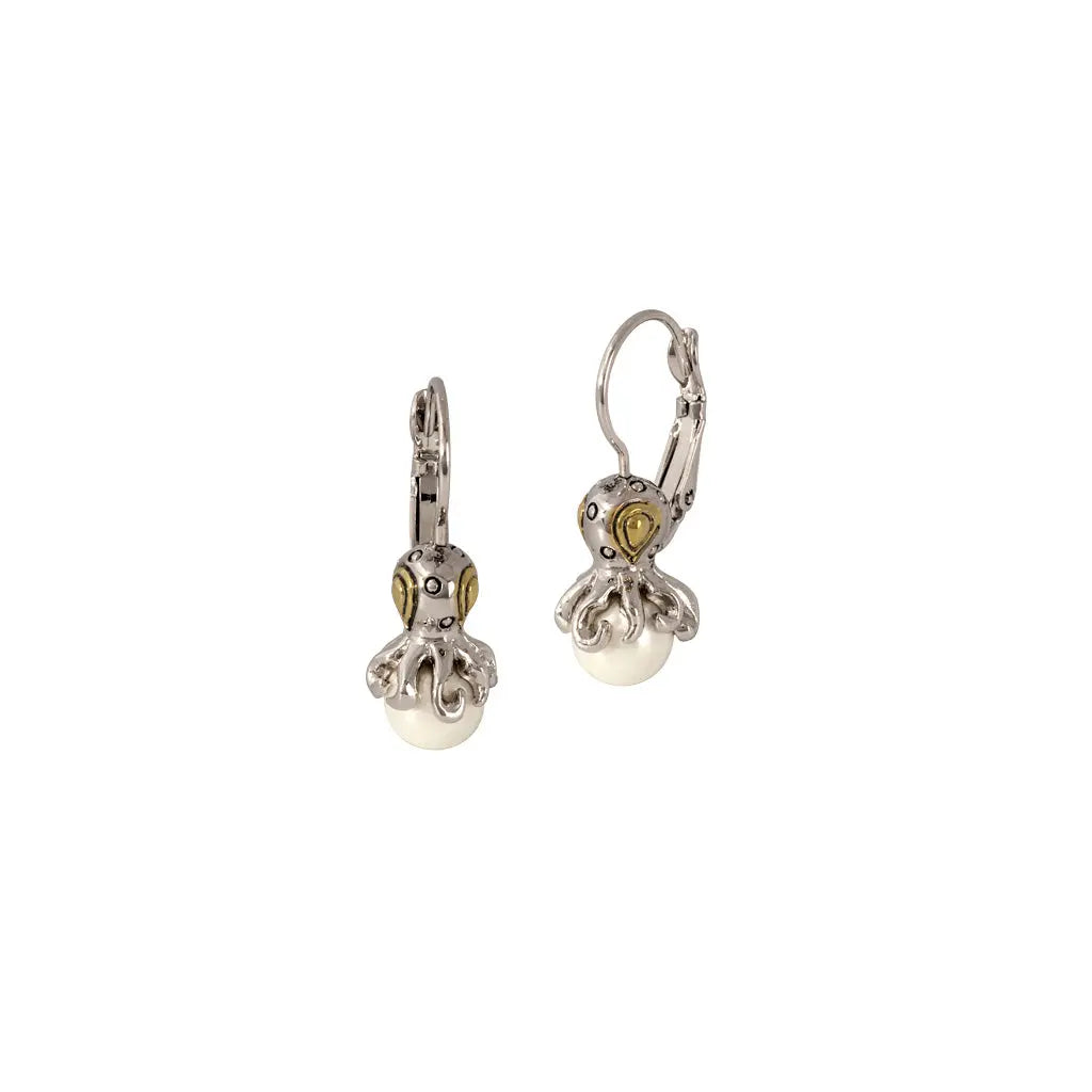 Ocean Images Aqua Viva Seaside Collection Octopus French Wire Pearl Earrings - John Medeiros Jewelry Collections