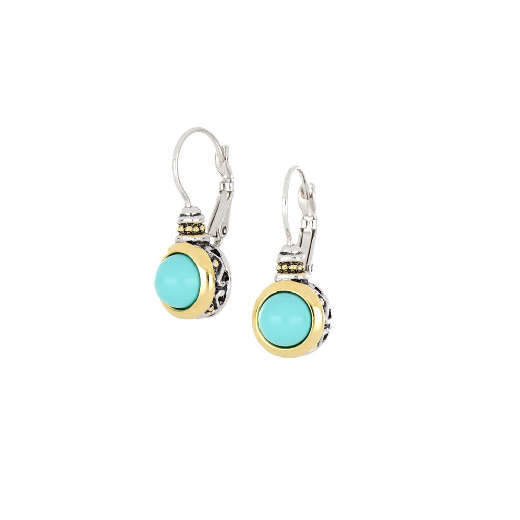 Pérola Turquoise French Wire Earrings