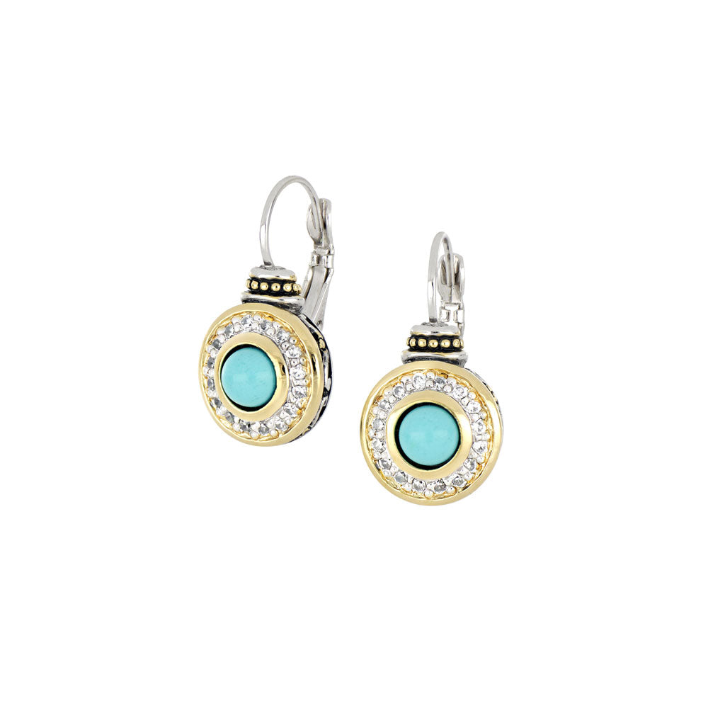 Pérola Pavé & Turquoise French Wire Earrings