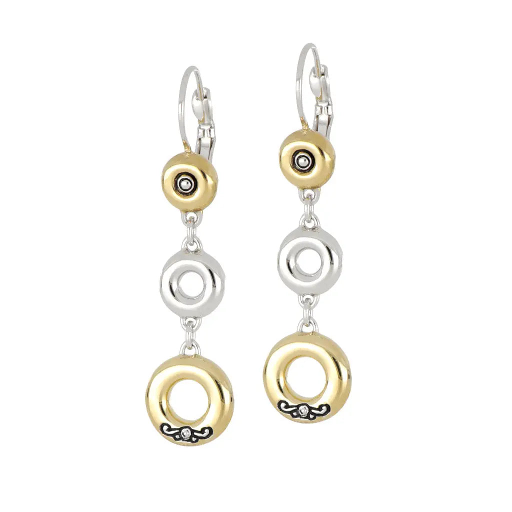 Ciclo D'Amor Large Two Tone Triple Drop Dangle Earrings