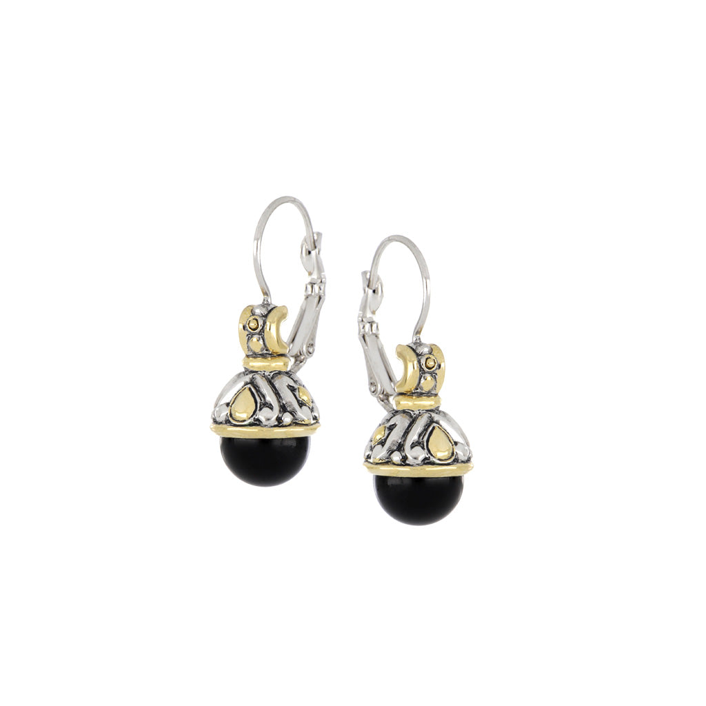 Ocean Images Collection 10mm Black Onyx French Wire Earrings