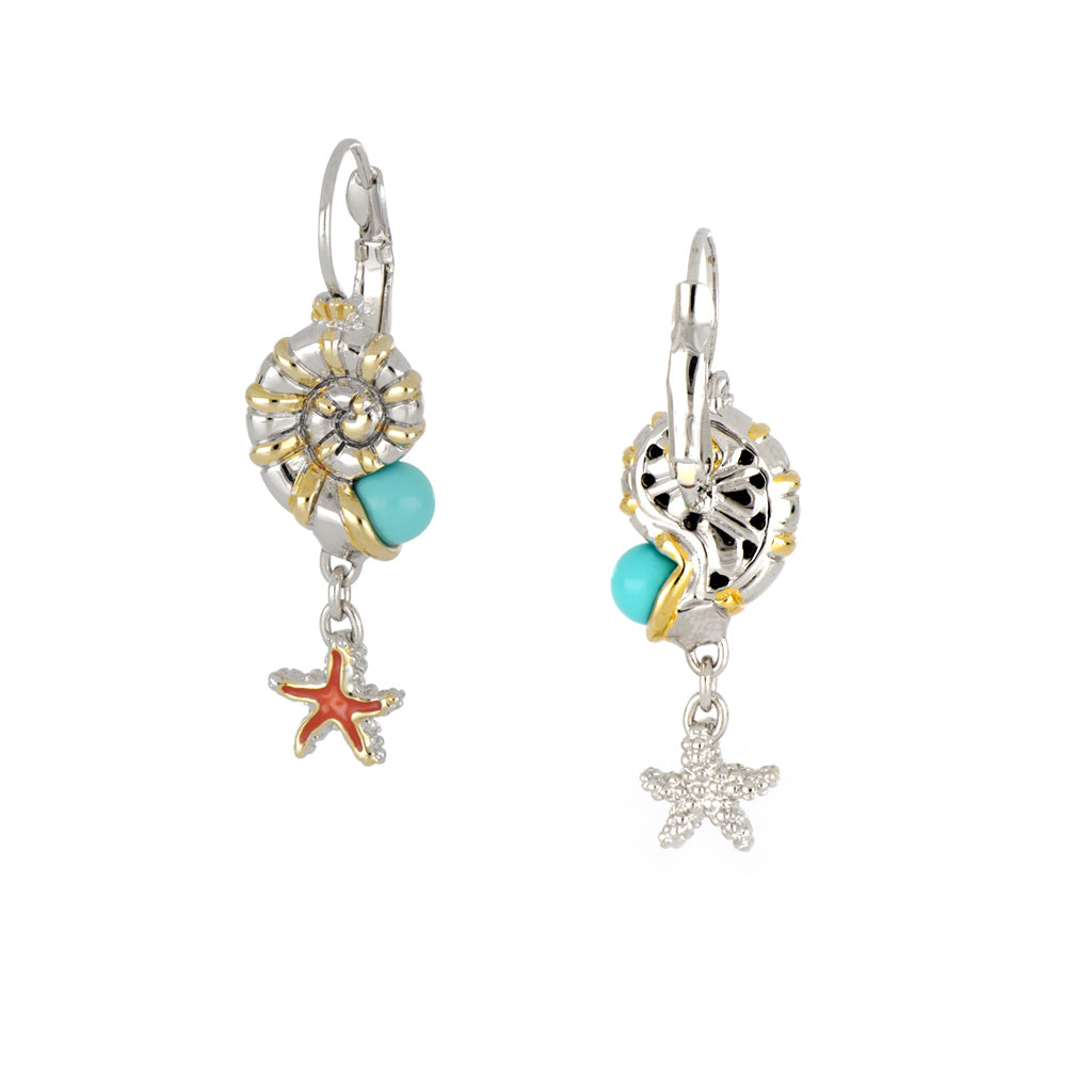 Caraíba Collection Nautilus & Starfish French Wire Earrings