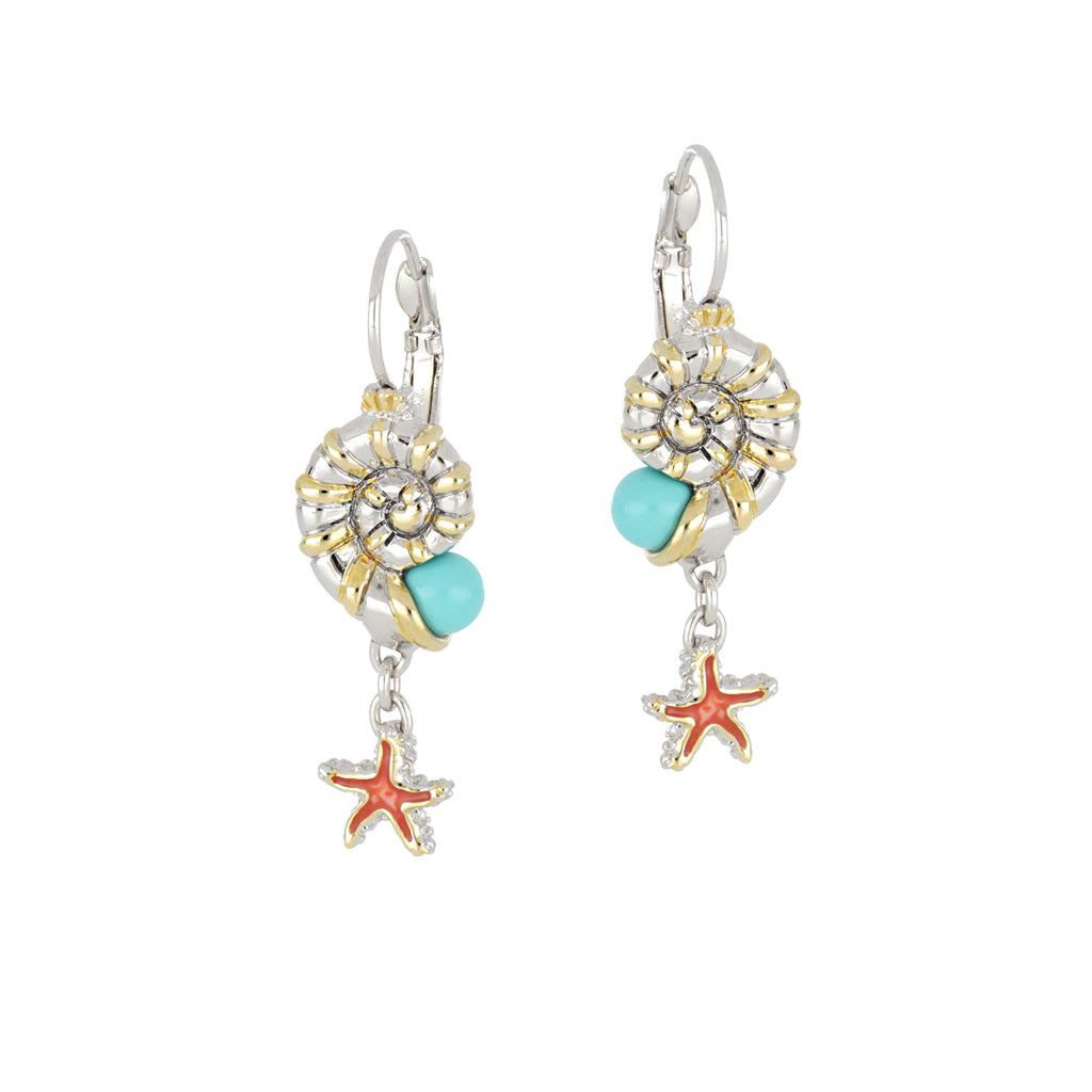 Caraíba Collection Nautilus & Starfish French Wire Earrings