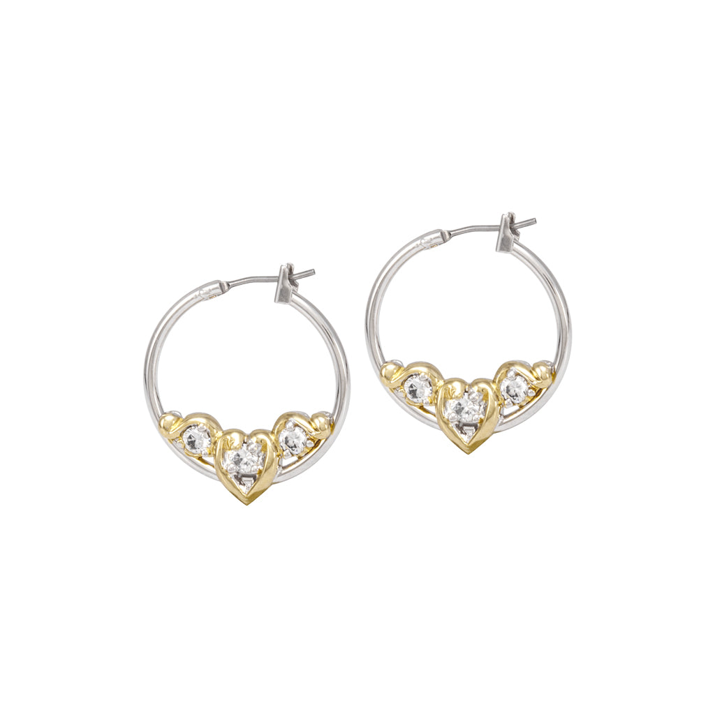 Heart Collection Clear CZ Small Hoop Earrings