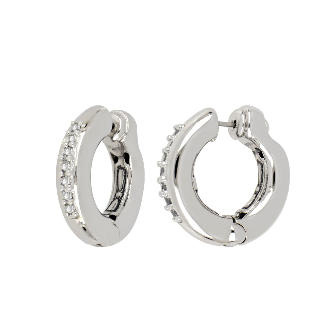 Ciclo D'Amor Collection - Rhodium & Pavé Large Huggie Earrings