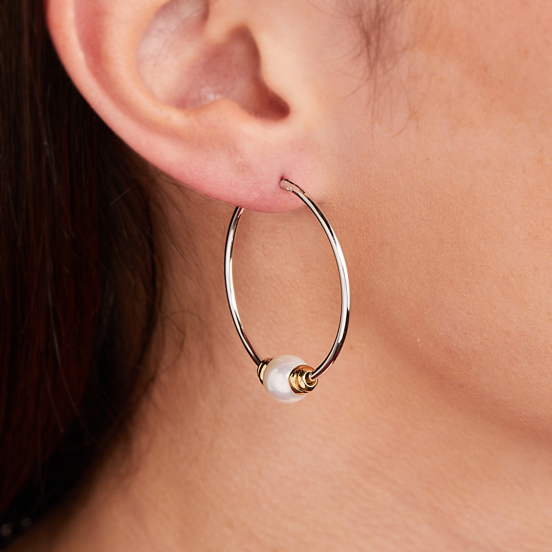 Pérola Collection - Pearl Large Hoop Earrings