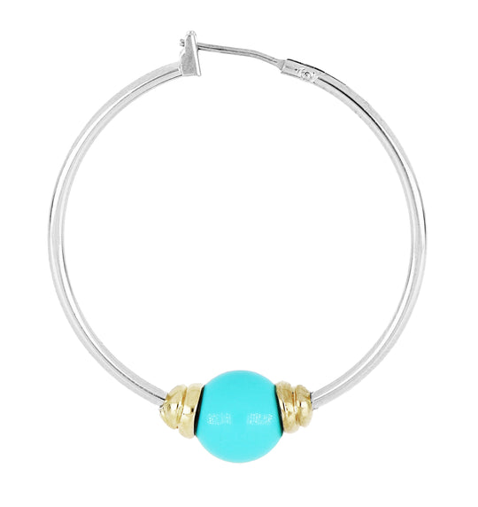 Pérola Collection - Turquoise Large Hoop Two-Tone Earrings