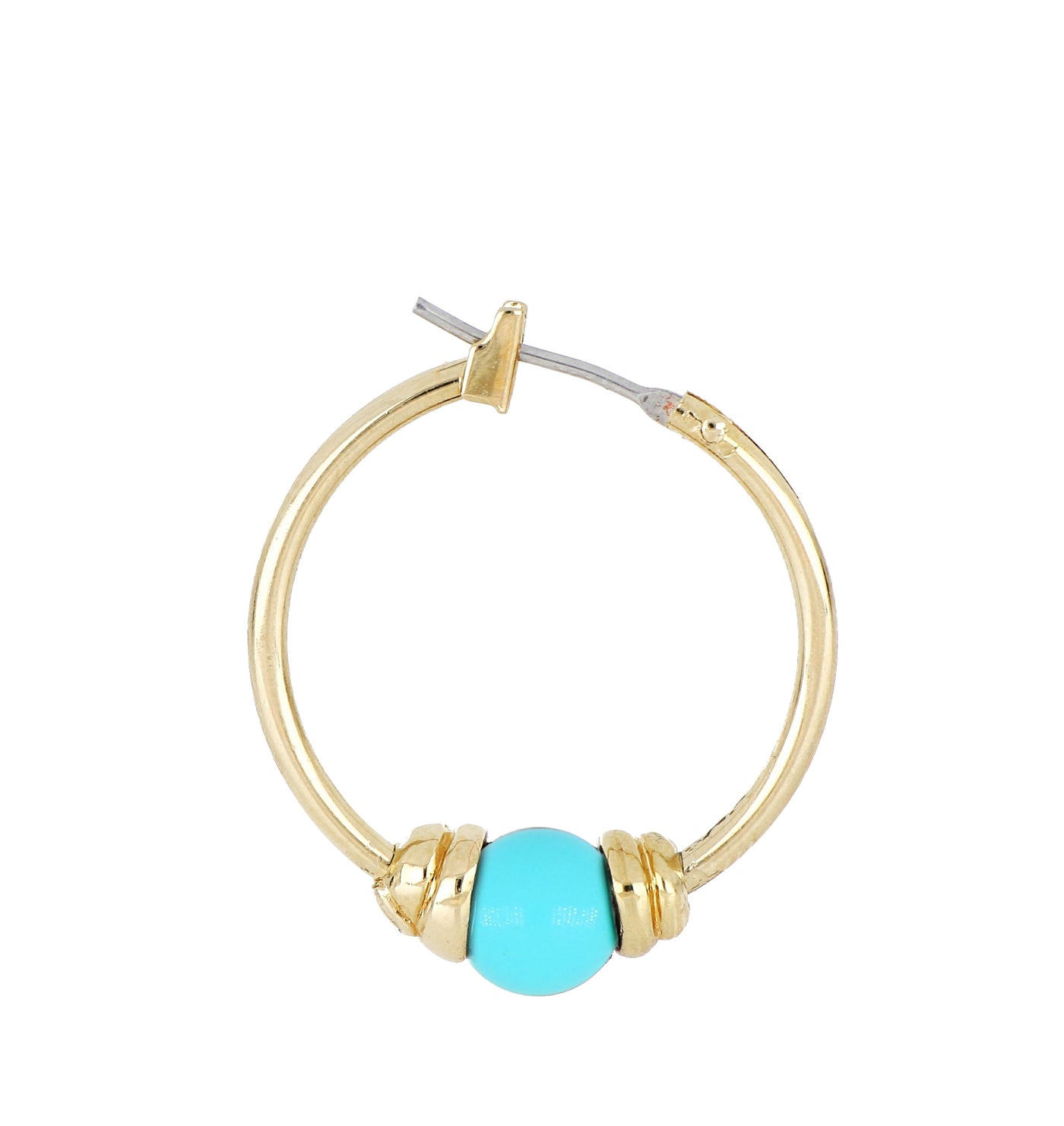 Pérola Turquoise Small Hoop Gold Earring