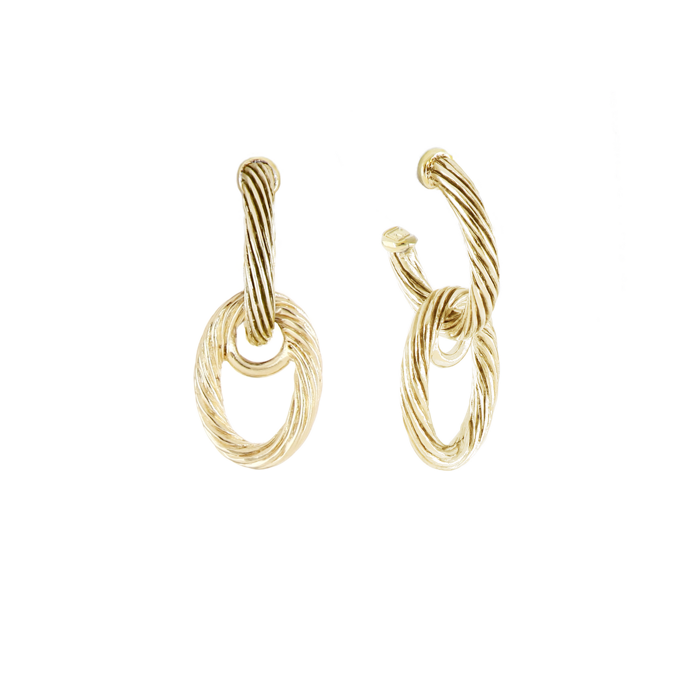 Cordão Collection - Large Oval Post With Drop Gold Earrings