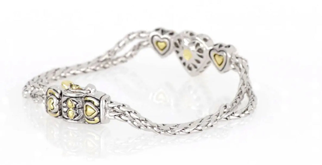 Heart Collection - Three Heart Pavé Center Bracelet John Medeiros Jewelry Collections