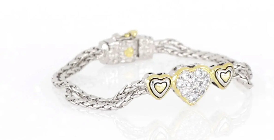 Heart Collection - Three Heart Pavé Center Bracelet John Medeiros Jewelry Collections