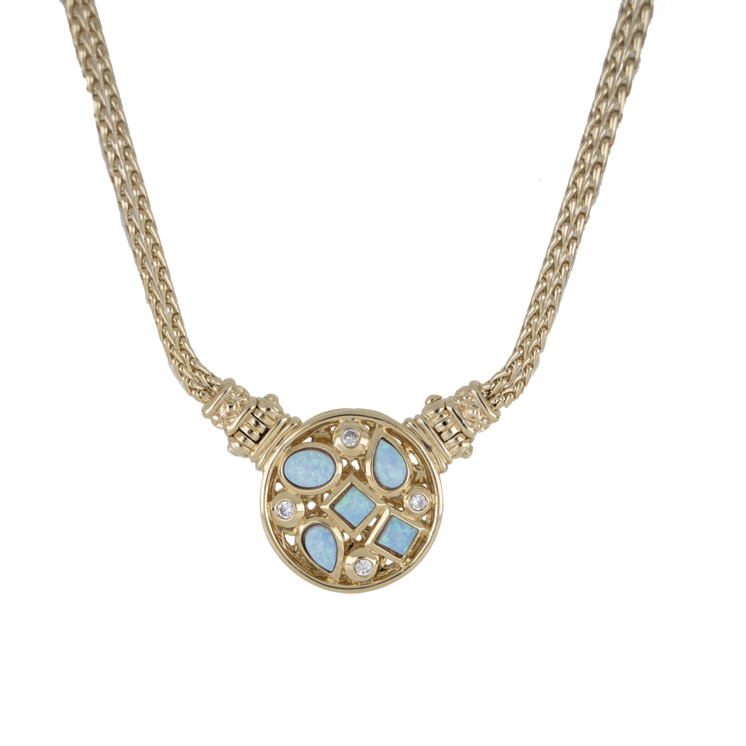 Opalas do Mar Collection - 5 Blue Opal Double Strand Necklace with CZ